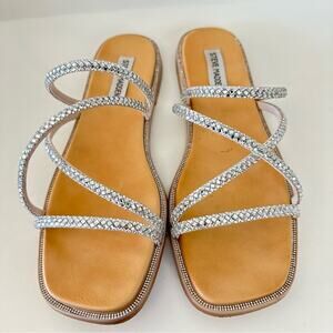 Steve Madden sparkly strappy sandals size 9 silver and crystals